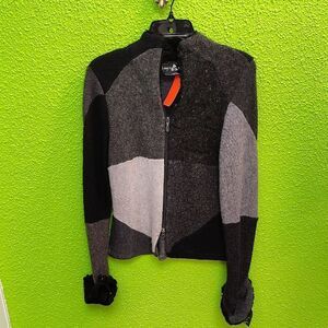 Anna Women's Sweater - Black and Gray Patchwork